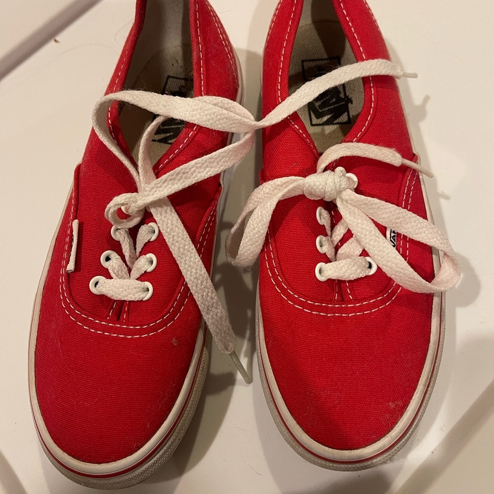 Vans Red Kids Sneakers with White Laces